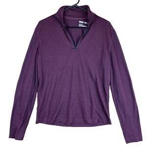 MSX by Michael Strahan Mens Purple Pullover 1/4 Zip Performance Athletic Wool S